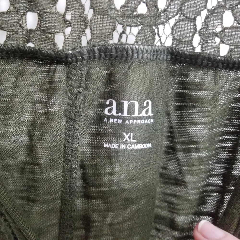 Color 2/3: rich avocado bell sleeve w lace A New Approach top - Picture 2 of 5
